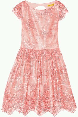 Alice + Olivia Zenden A line Lace Dress Scallop Edge Open Back 