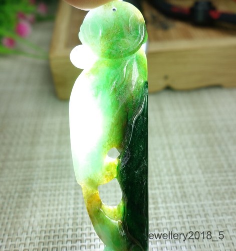 Certified Green+Yellow Burma 100% Natural A jadeite jade Pendant~Dragon 仿古龙 - Picture 2 of 11