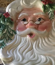 FITZ AND FLOYD CLASSICS SANTA W GLASSES OLD FASHIONED CHRISTMAS LOOKS UNUSED 10”