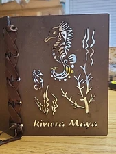 Laser Cut Seahorse Wooden Ribbon Bound Journal Handmade Paper Made In Mexico 