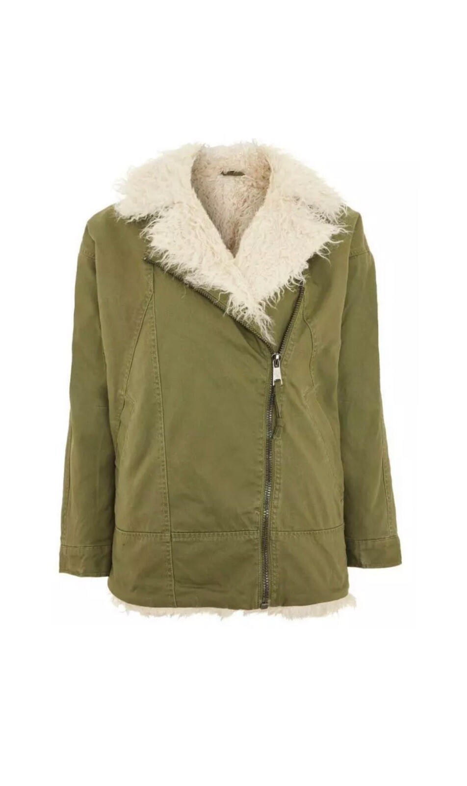 Faux Fur Lined Aviator Military Jacket Gem