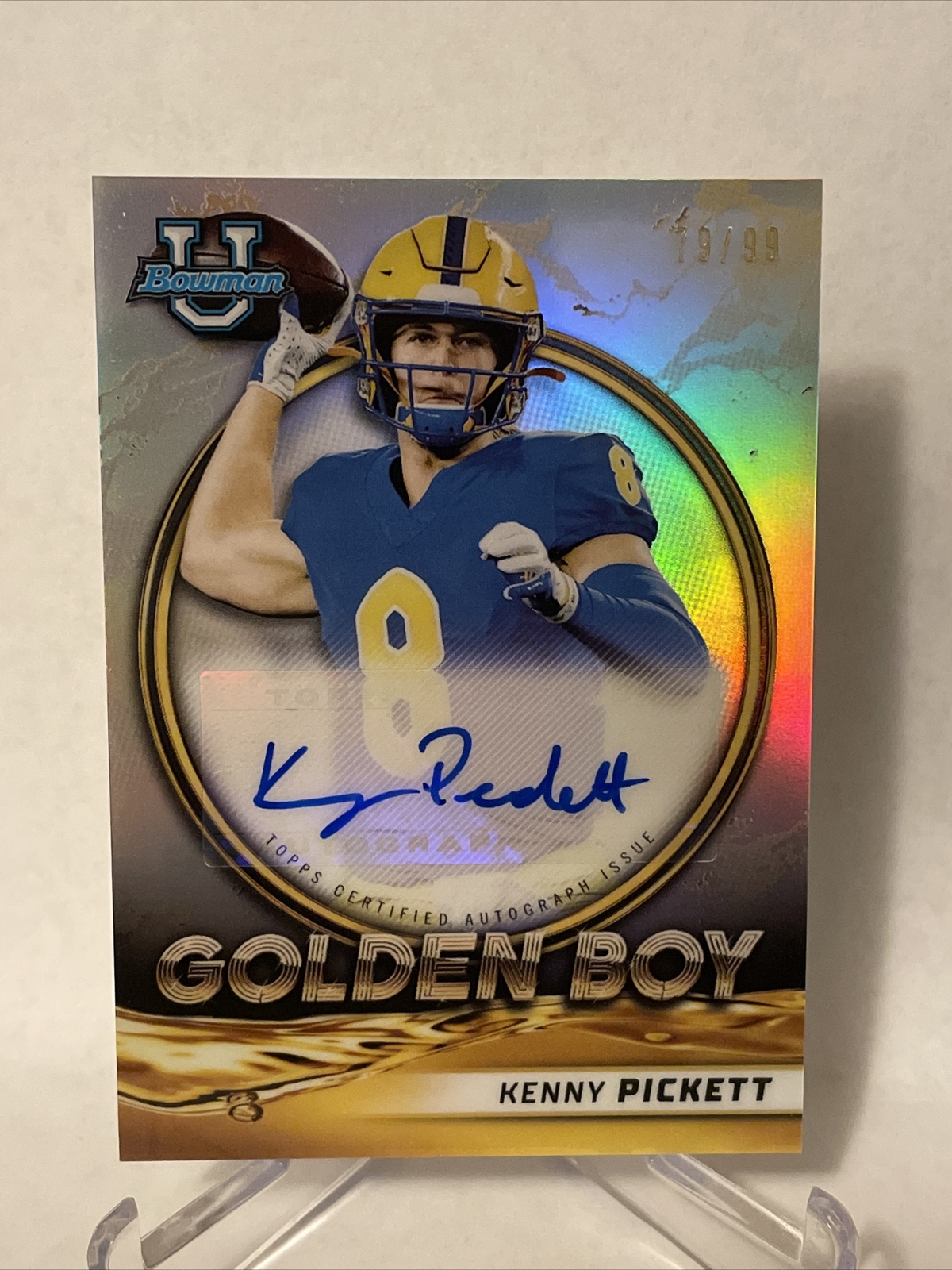 KENNY PICKETT 2022 Bowman University Chrome Golden Boy Auto Rookie Card