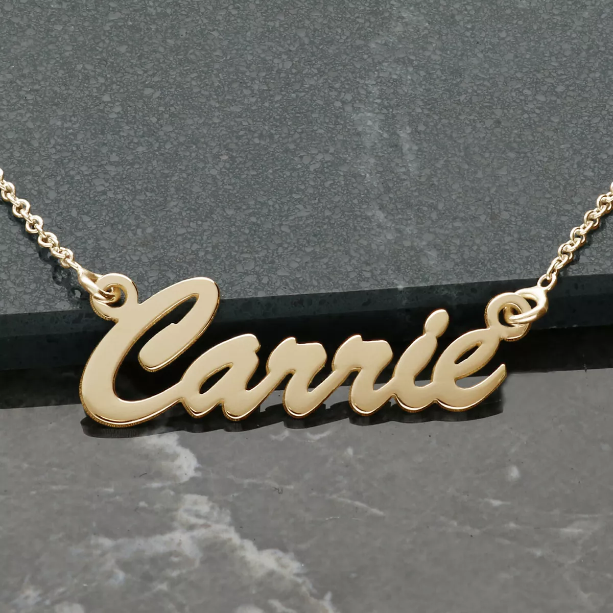9ct Gold Plated Personalised any Name Necklace on 16 inch Chain Gift Box UK made