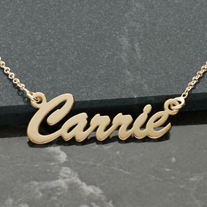 Authentic 9ct Gold Plated Personalised any Name Necklace on 16 inch Chain Box UK made