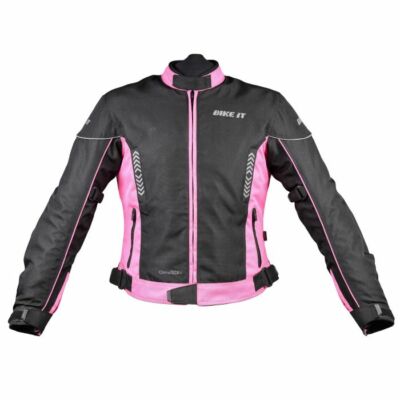 Bike It Insignia Damen Motorrad Jacke - Wasserdicht Alle Schwarz und / Pink