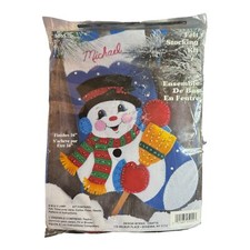 16" Design Works "Snowman with Broom" Christmas Stocking Kit 5055 Felt Sequins