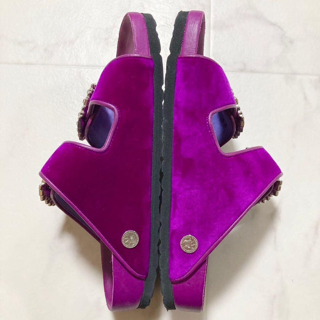 MANOLO BLAHNIK マノロブラニク NY購入　パープル　37 Manolo Blahnik Birkenstock Arizona Crystal Sandals Size 37