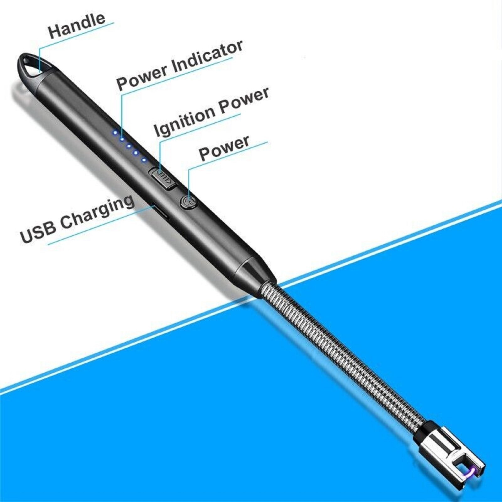 Electric Candle Lighter USB Arc Rechargeable Windproof Long Plasma