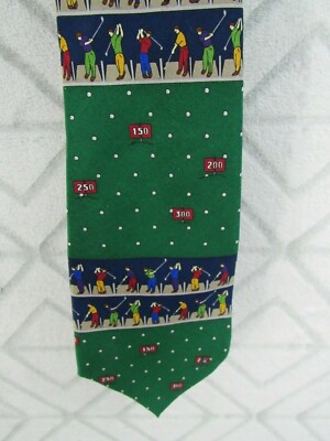 Vicky Davis Mens Neck Tie Green Golf HOME ON THE RANGE Silk Polka Dots 