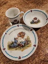 World Wide Art Childrens Dinner China Dish Set Cup Plate Bowl