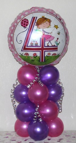 AGE 4 - FOUR - 4TH BIRTHDAY BALLOON TABLE DECORATION DISPLAY- NO HELIUM NEEDED - Picture 3 of 3