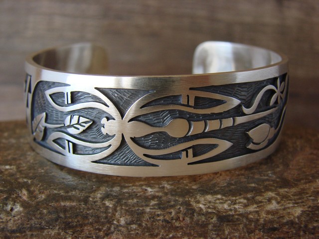 Hopi Indian Sterling Silver Dragonfly Cuff Bracelet -Trinidad Lucas Hopi Indian Sterling Silver Dragonfly Cuff Bracelet -Trinidad Lucas