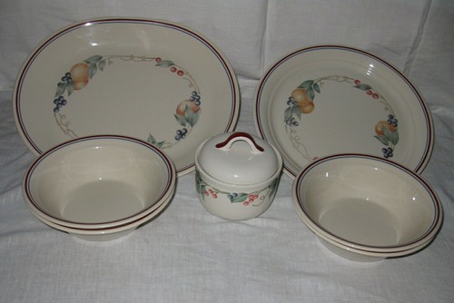 CORELLE ABUNDANCE 4 SOUP BOWLS, 1 DINNER PLATE, SERVING PLATTER, SUGAR BOWL, LID - Picture 2 of 10