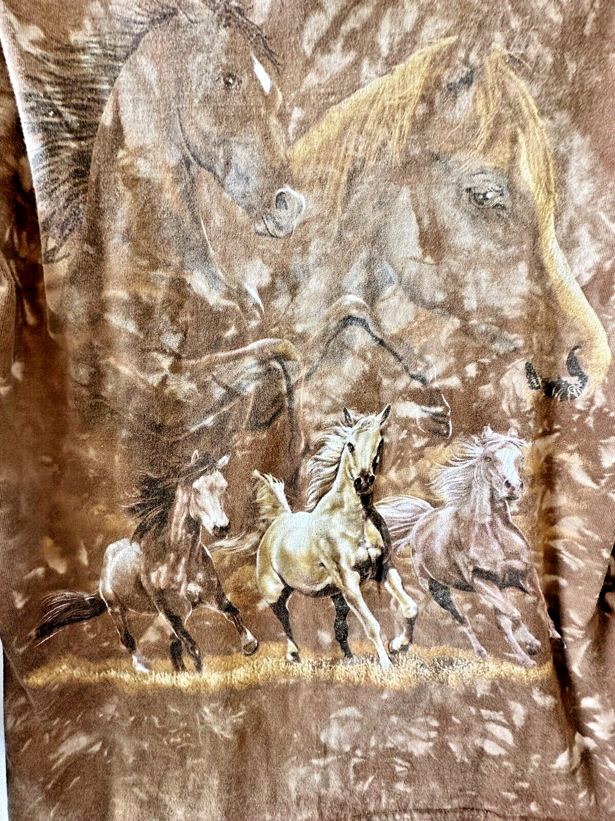 T shirt a maniche lunghe Perrin pesante cavallo pony cravatta marrone taglia media