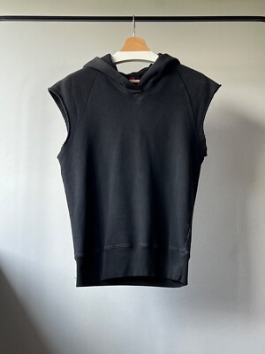 Diesel Sleevless Black Cotton Printed Logo Pullover Y2K Hoodie Size S