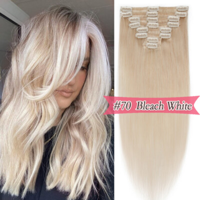 Clip In Human Hair Extensions Full Head 100% Real Remy Human Hair 20'' 22'' 24''