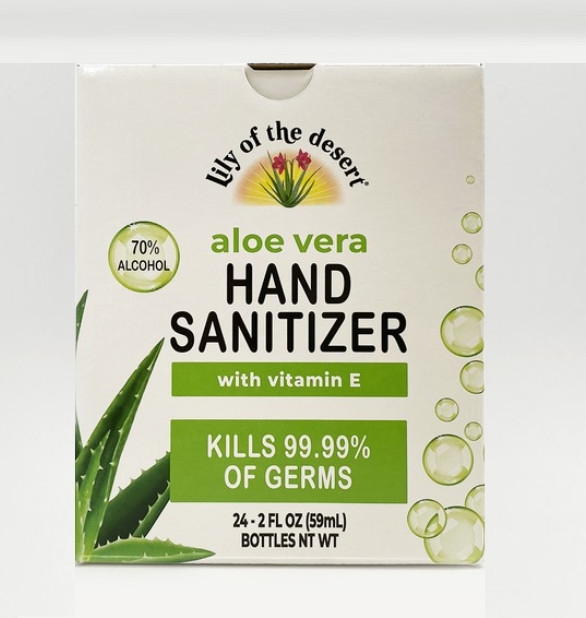 Desinfectante Lily of The Desert con Aloe Orgánico Vitamina E 2 oz ¡Paquete de 24 botellas!