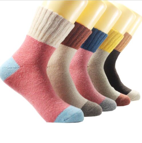 5 Pairs Thermal Socks Women Ladies Thick Winter Warm Wool Nordic Novelty Sock - Picture 1 of 8