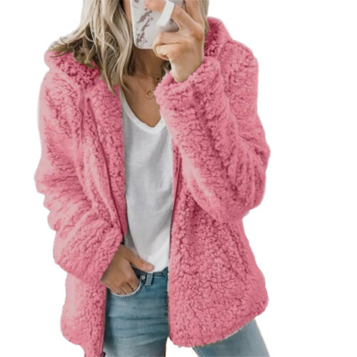 Damen Winterjacke Fleecejacken Kapuzen Mantel Teddyfell Winter Neu Plüsch Warme - Bild 3 von 44