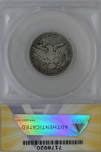 1908-O  .25  ANACS   F 12   Barber Quarter, Liberty Head Quarter, Barber 25c,  - Picture 2 of 2