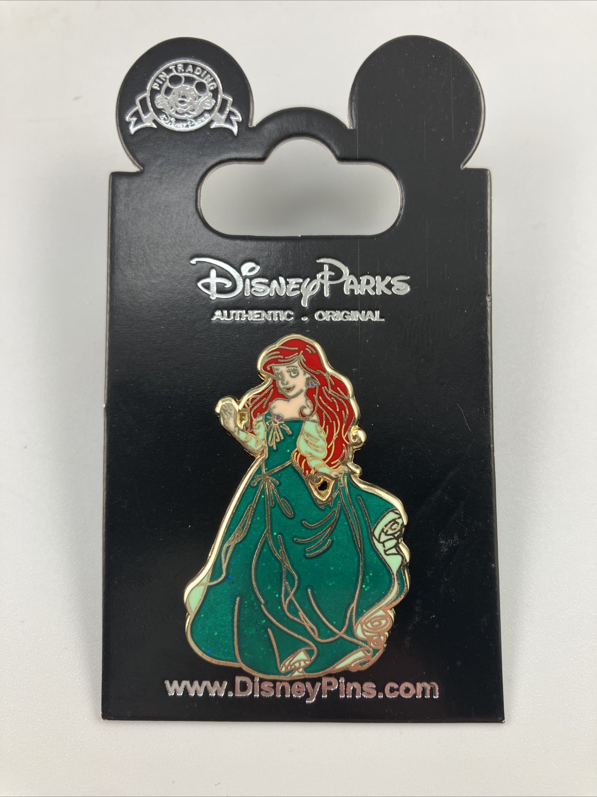 ON CARD Disney Pin Princess Ariel Glitter Dress (The Little Mermaid)