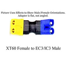 RCP Adapters 1 XT60 FEMALE TO EC3/IC3 MALE BATTERY NO WIRE ADAPTER