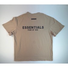 Fear of God Essentials T-Shirt Tan Khaki Logo Streetwear Mens Size Large