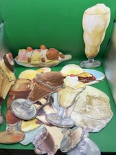 Cool Vintage Cardboard Litho Die Cut ICE CREAM Diner Displays Lot of 12 Ice Shop