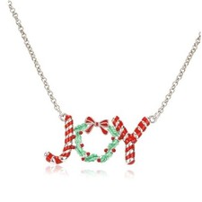 HAPPY Christmas Pendant Necklace Sterling Silver Jewelry Cubic Zirconia 2