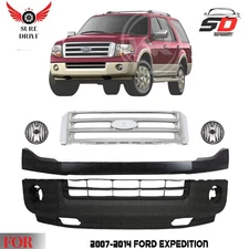 Front Lower Bumper Cover & Grille Assembly Kit For 2007-2014 Ford Expedition