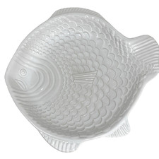 DELTIS Fish Shaped Casserole Baking Dish Large White Portugal 12 Inches