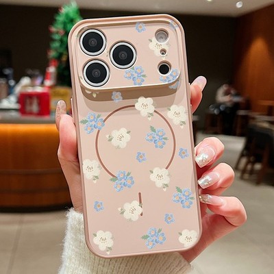 Magnetische Hülle für iPhone 16 17 Pro Max 16 15 14 13 niedliche kleine Blumen