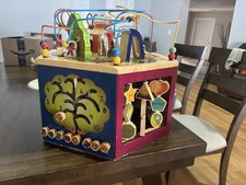 B. Toys Wooden Activity Cube Educational Toy with Bead Maze & Spinning Blocks