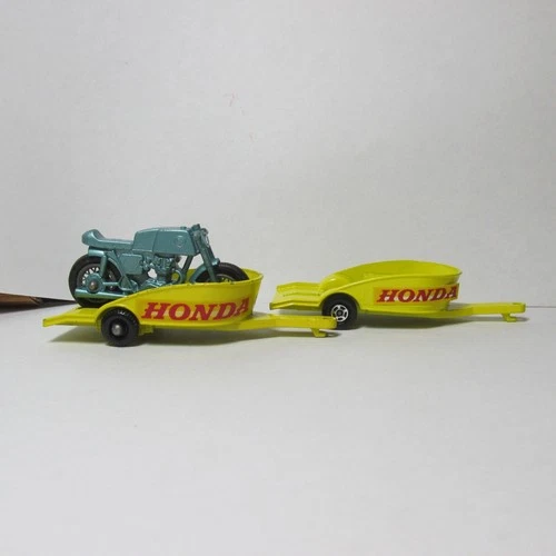 OLD DIECAST LESNEY MATCHBOX NO. 38 HONDA MOTORCYCLE AND TRAILER 1967 ENGLAND