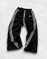 Black with white stripes baggy sweatpants men y2k size large