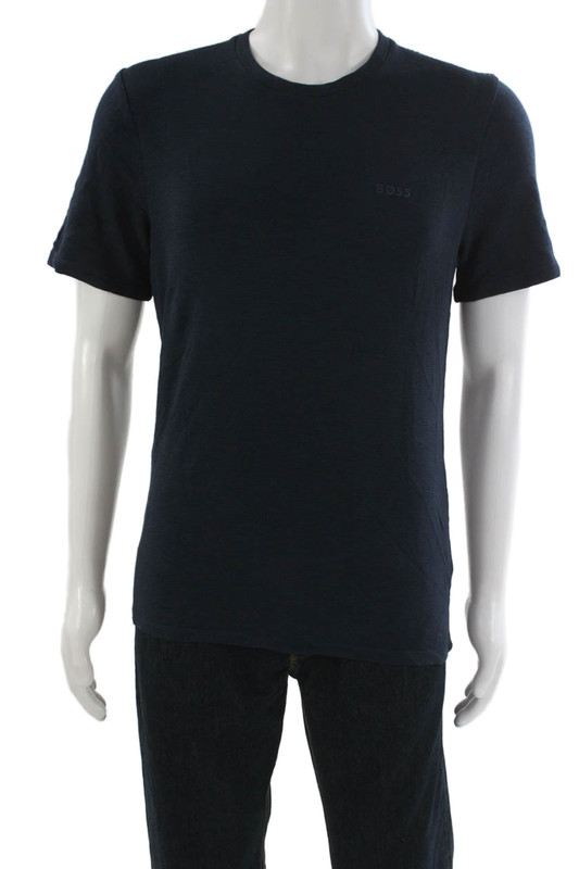 BOSS Mens Dark Blue Modal T-Shirt Crew Short Sleeve Designer Size S