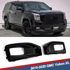 For 2015-2020 GMC Yukon / Yukon XL Gloss Black Pair Fog Light Bezel Cover Trim
