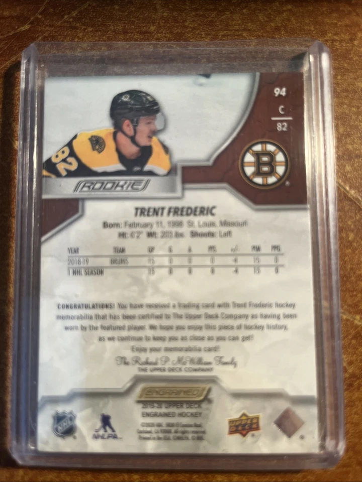 Trent Frederic 2019-20 Upper Deck Engrained Rookie Patch Card #94 14/35 - Image 2 of 2