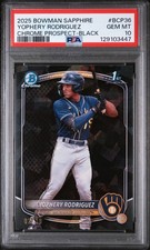2025 Bowman Sapphire Prospect #BCP36 Yophery Rodriguez Black PSA 10