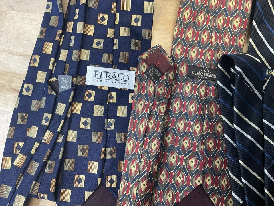 "Lote de 4 corbatas de lujo de diseñador para hombre de colección Givenchy, Valentino y más 4""" Foto 2 de 4