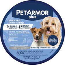 PetArmor Plus Flea Tick Collar for Dogs One Size Fits All, 2 Collars