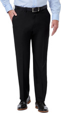 Men'S Premium Comfort Classic Fit Flat Front Expandable Waist Pant, Black, 36Wx3