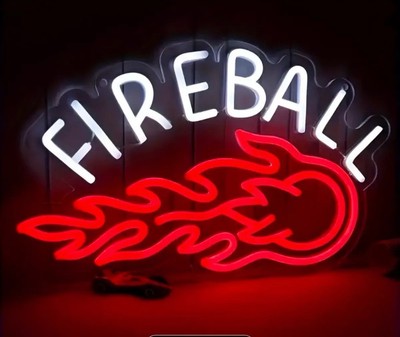 Classic FIREBALL Whiskey Neon Light - Decorative Bar Sign for Home & Office