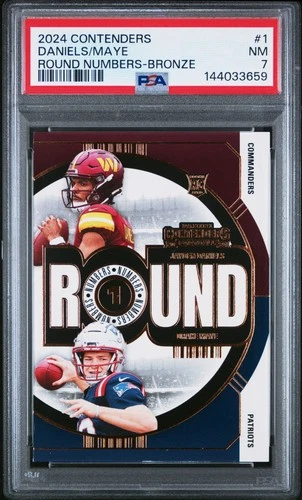 2024 CONTENDERS ROUND NUMBERS BRONZE #1 DRAKE MAYE JAYDEN DANIELS RC PSA 7