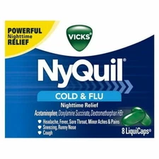 2 PACK of Vicks NyQuil Cold & Flu Nighttime Relief *11/2025* LiquiCaps 16ct