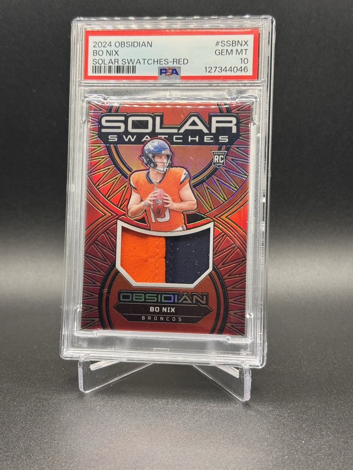 Bo Nix Panini Obsidian Solar Swatches #SSBNX Red