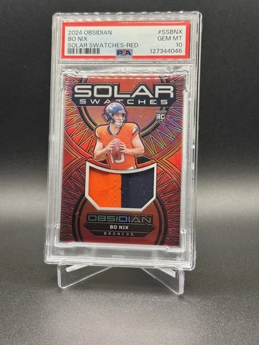 2024 Panini Obsidian Solar Swatches Bo Nix #SS-BNX Red 65/75 (MEM, RC)