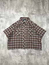 Vintage Wrangler Western Pearl Snap Plaid Cropped Button Up Shirt Size 2XL