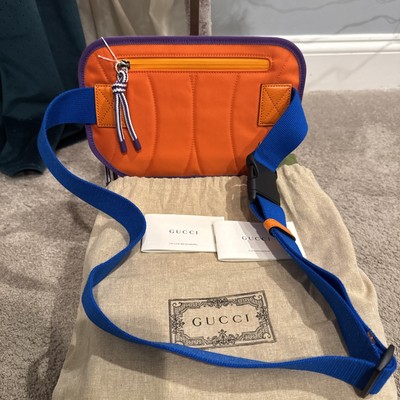 Gucci Nylon Belt Bag Blue Orange Unisex Signature Supreme  display picture 1