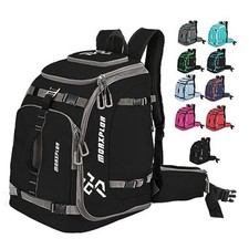 Ski Boot Bag - 65L Padded, Waterproof Ski Travel Backpack for Gear Black grey